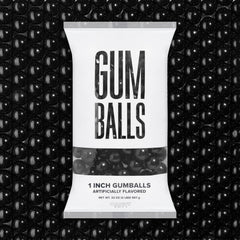 Candy Envy gumballs negras frontal muestra calidad y color uniforme