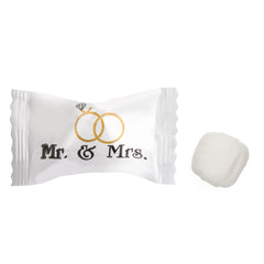 Candy Envy mint envuelto individualmente con diseño Mr. and Mrs., fácil reparto