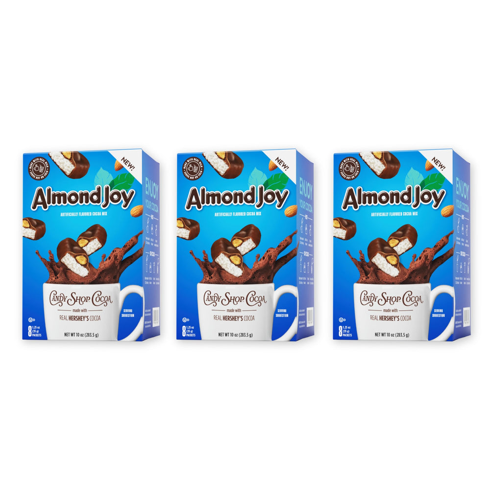 Candy Shop paquete frontal ALMOND JOY mostrando 24 sobres, conveniencia inmediata