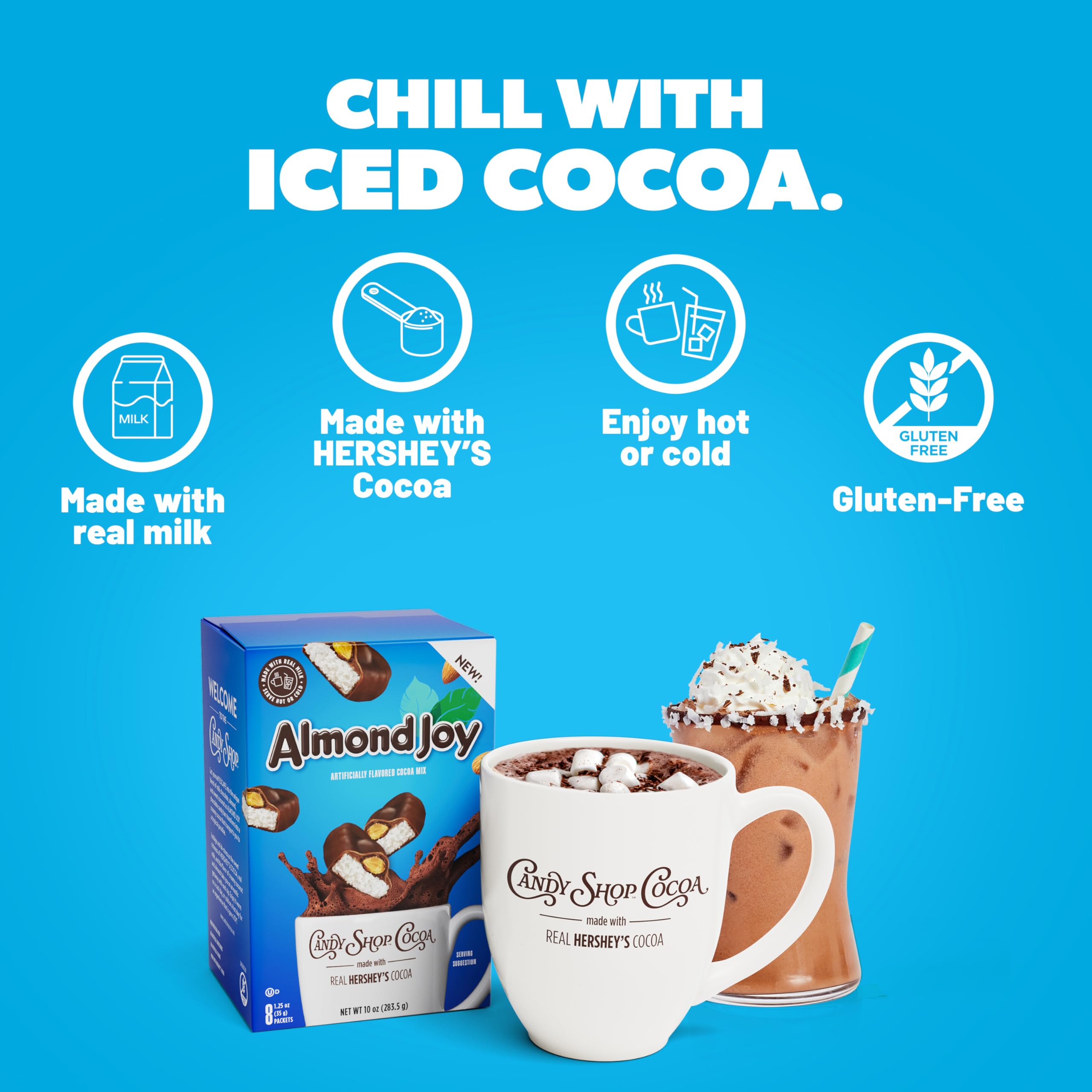 Candy Shop ALMOND JOY vaso frío con hielo, bebida refrescante ideal para verano
