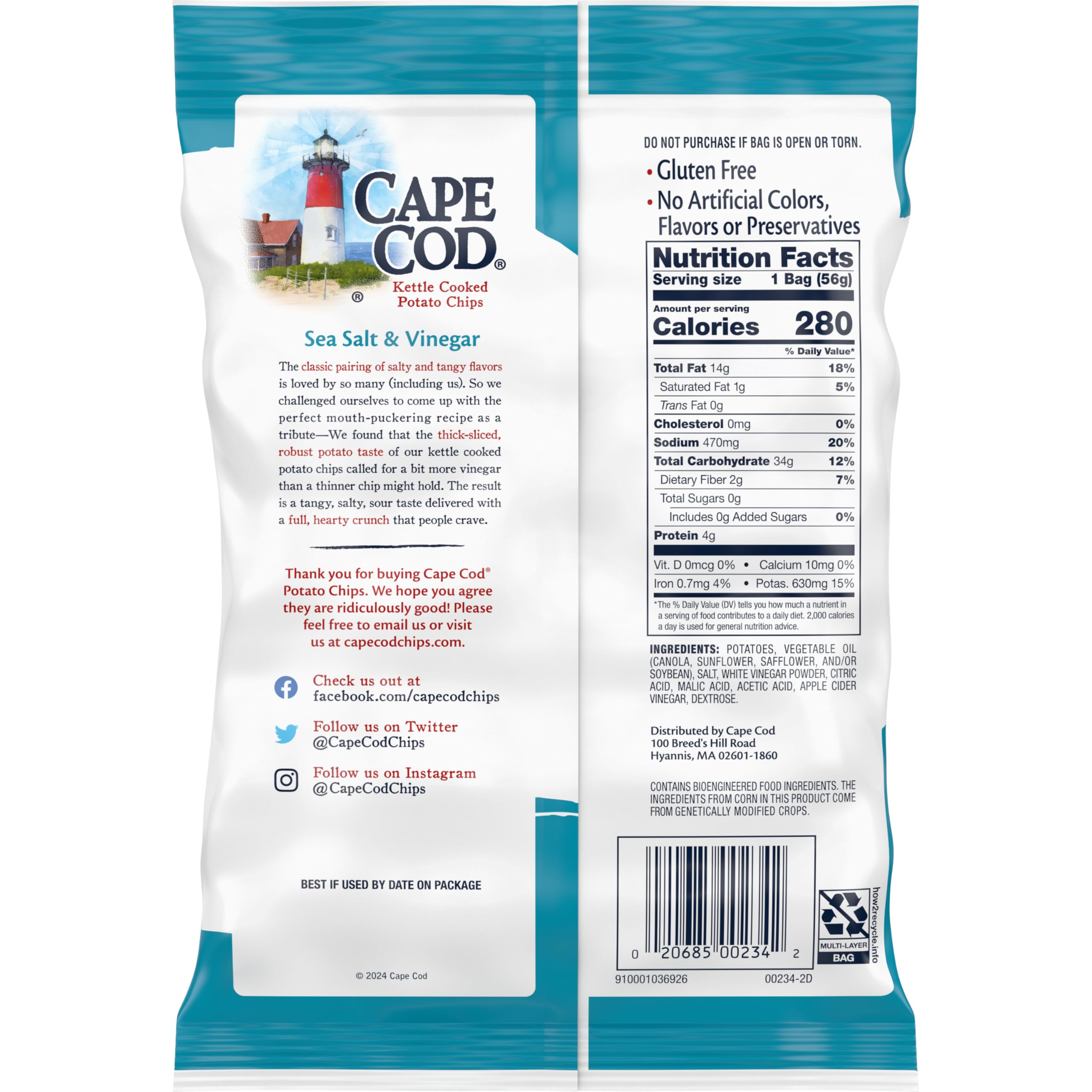Cape Cod comparación de tamaño con una mano, porción individual de 2 oz clara