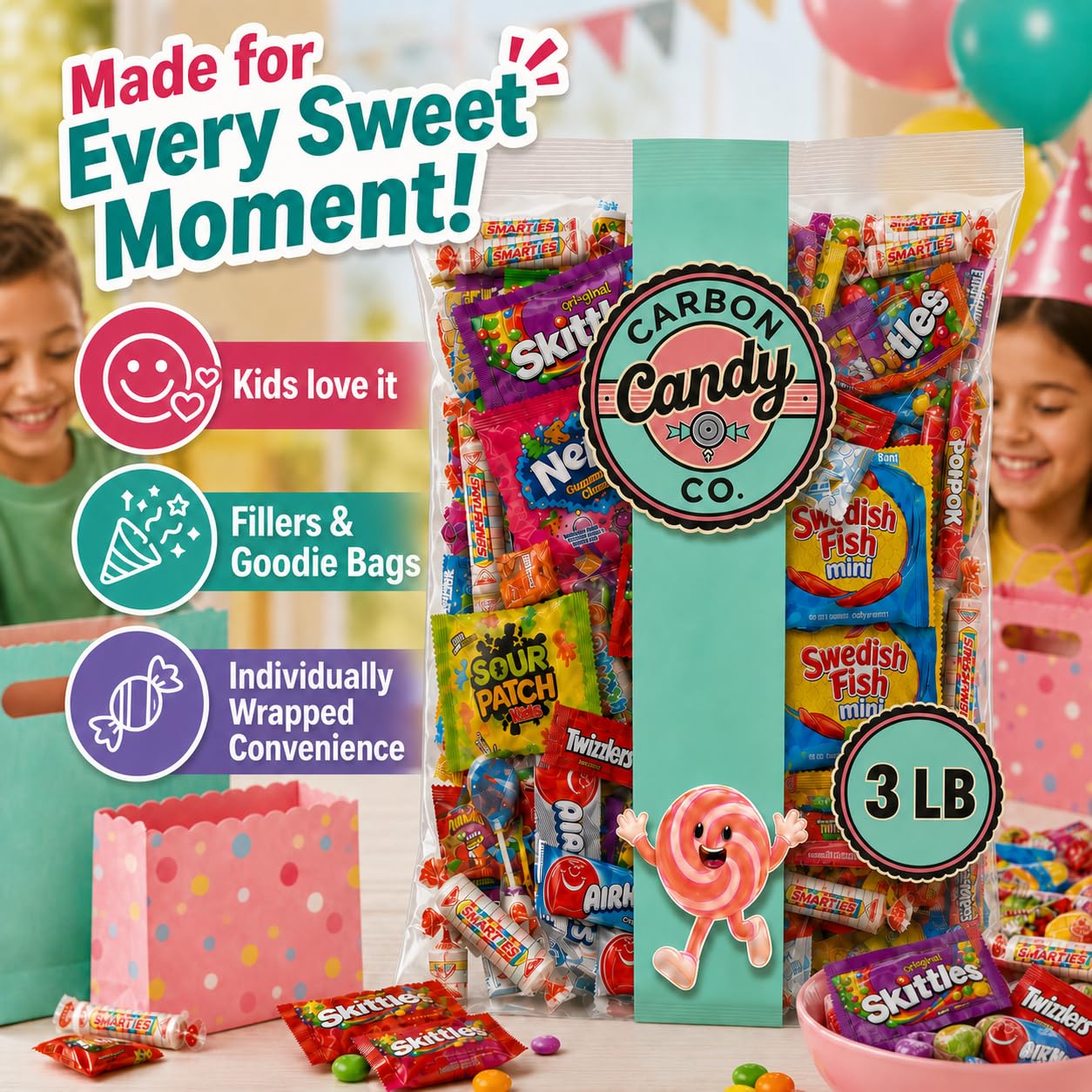 CARBON CANDY CO. etiqueta del producto y detalles, ver información clara