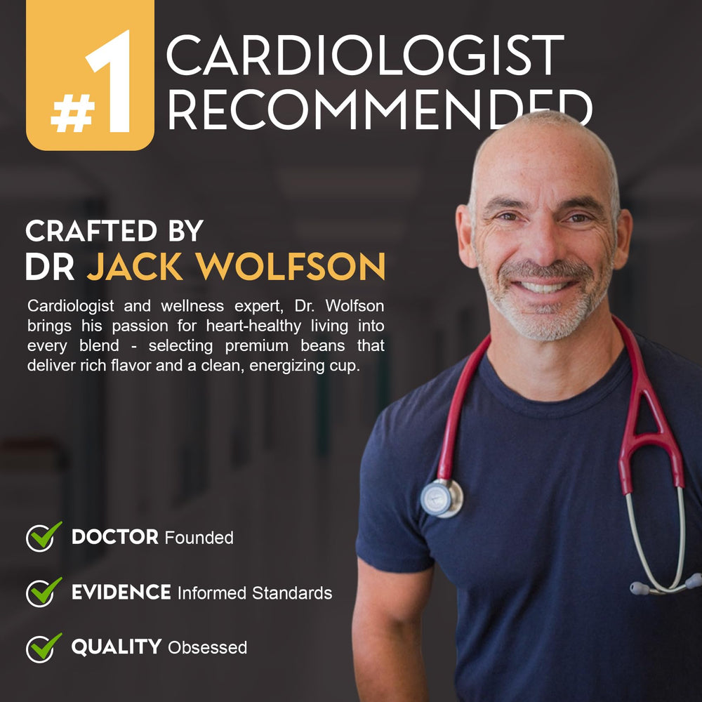 Cardiology Coffee etiqueta con sellos USDA Organic y pruebas de pureza