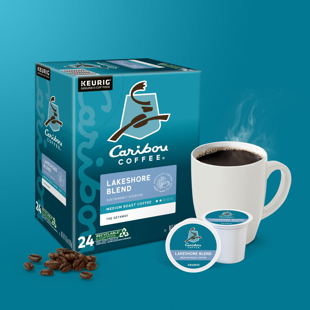 Cápsula Caribou Coffee abierta mostrando posos listos para reciclar