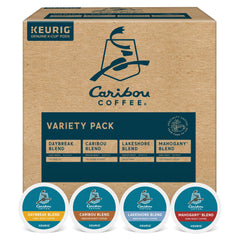 Caribou Coffee frente del empaque mostrando variedad y conveniencia