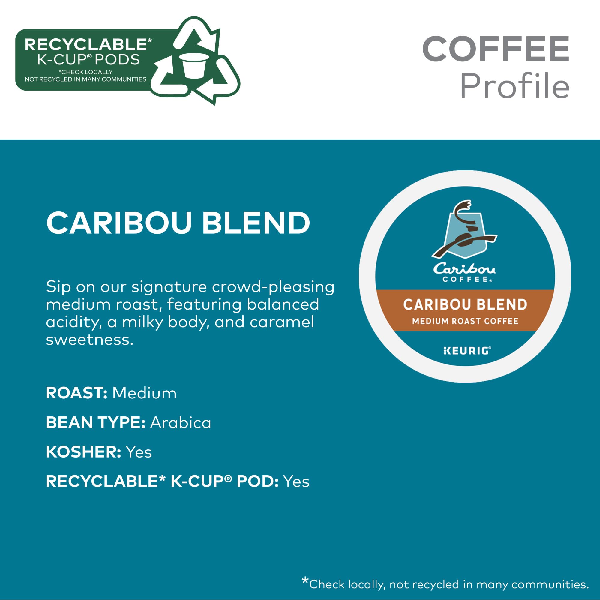 Caribou Coffee taza Caribou Blend media, sabor equilibrado y reconfortante