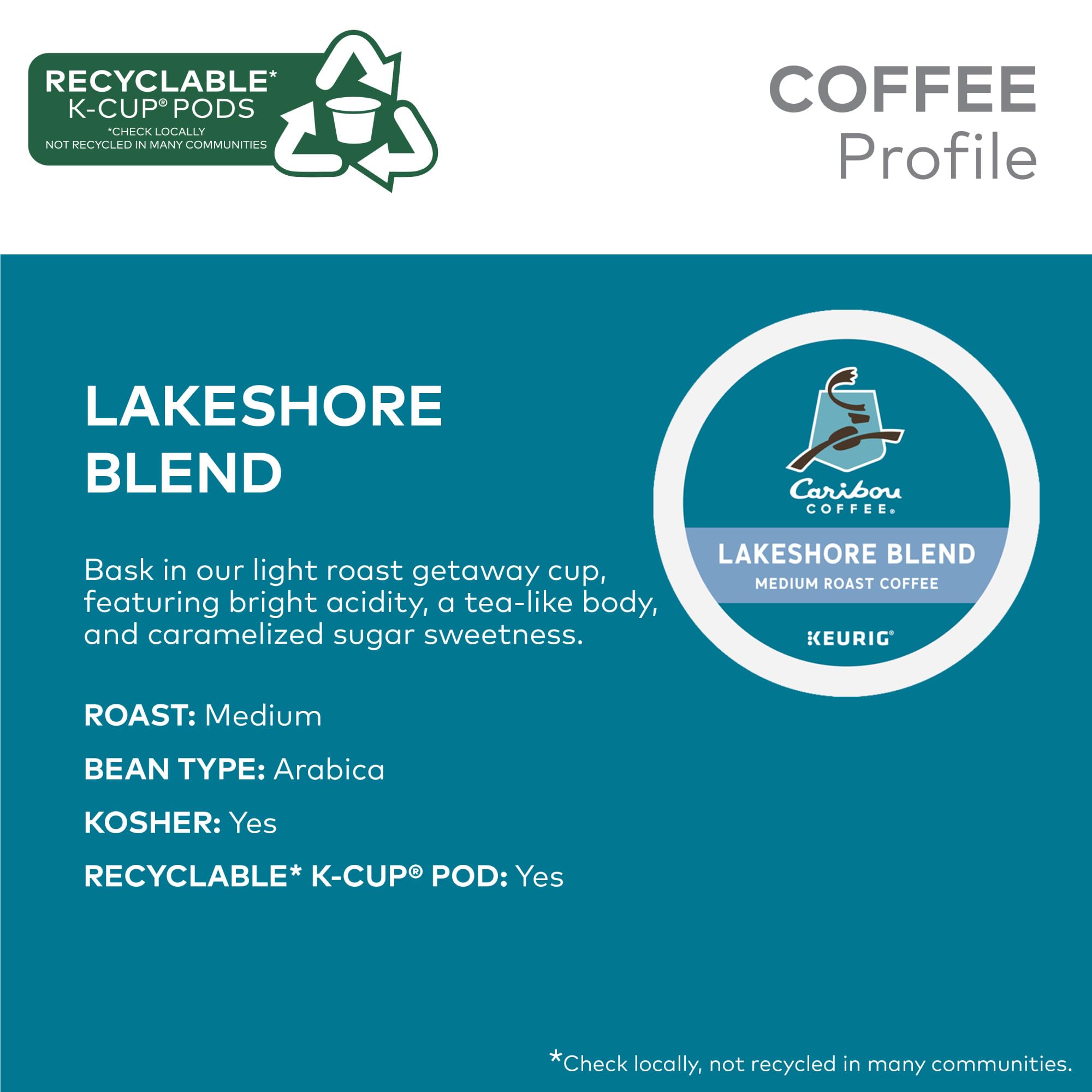 Caribou Coffee taza Lakeshore Blend en cerámica, crema y final a vainilla