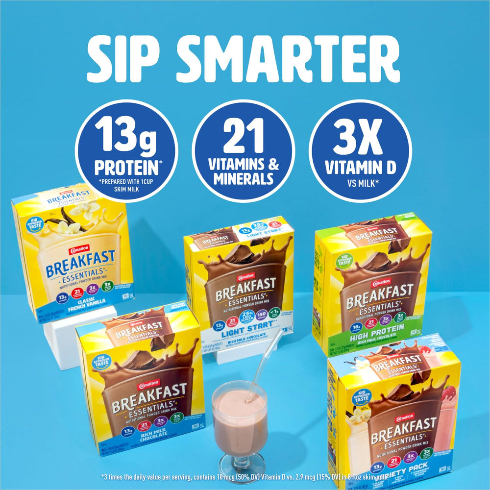 Vaso con bebida Carnation Breakfast Essentials fresa listo para beber aporta energía práctica