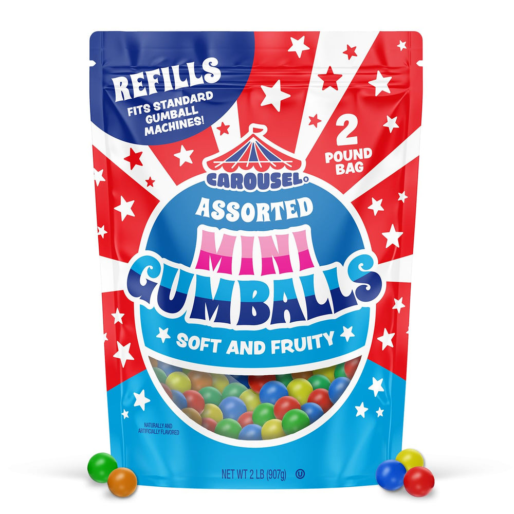 CAROUSEL gumballs dentro de máquina mostrando compatibilidad práctica