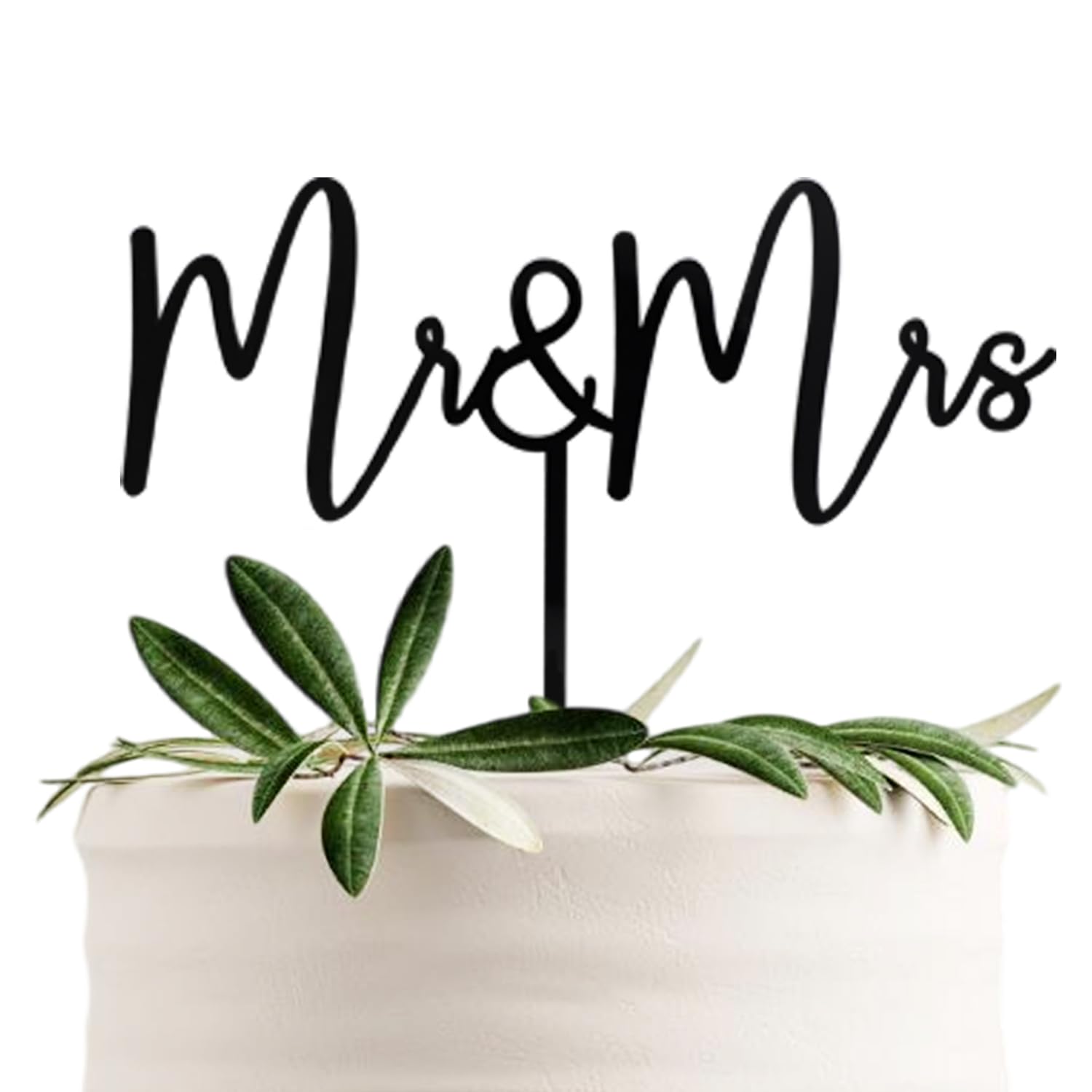 CC TOWN topper frontal en negro mostrando diseño Mr & Mrs y acabado elegante