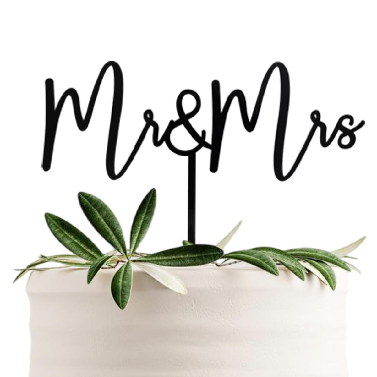 CC TOWN topper frontal en negro mostrando diseño Mr & Mrs y acabado elegante