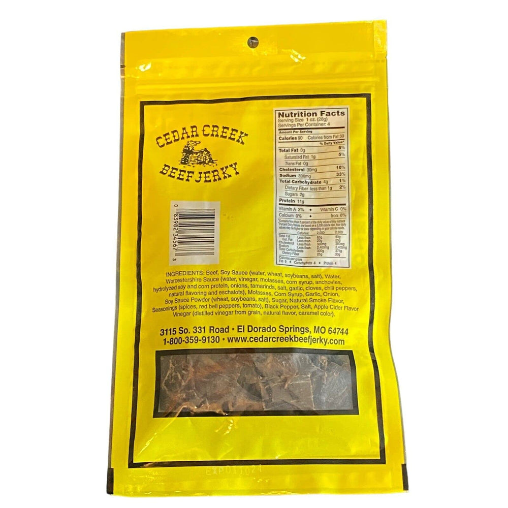 Cedar Creek detalle de textura de la jerky, realzando masticabilidad y sabor