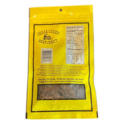 Cedar Creek detalle de textura de la jerky, realzando masticabilidad y sabor