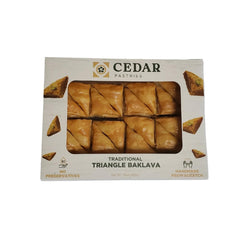 Cedar Pastries empaque frontal mostrando 16 mini triángulos, ideal para regalar