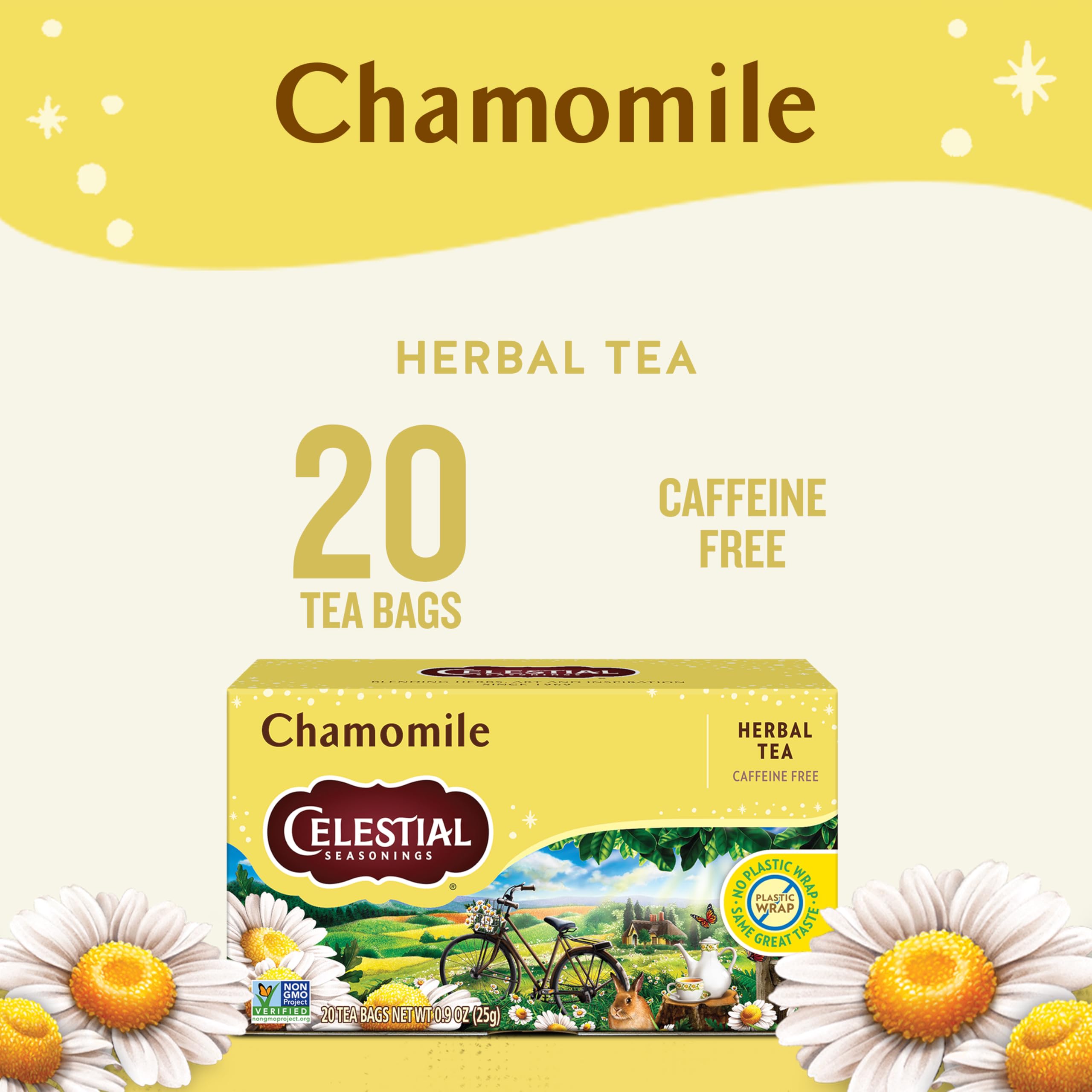 Celestial Seasonings bolsita de manzanilla cerca para extracción uniforme
