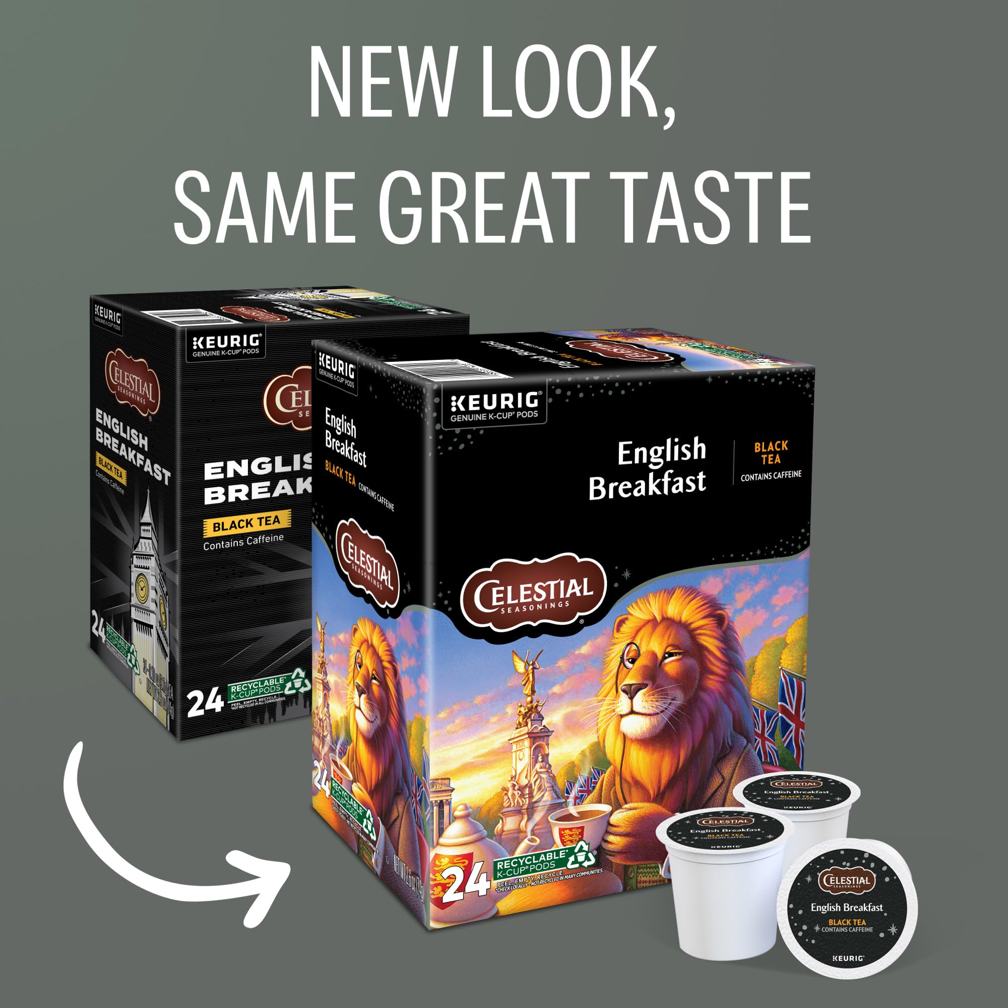 Celestial Seasonings cápsula K-Cup primer plano que destaca facilidad de uso