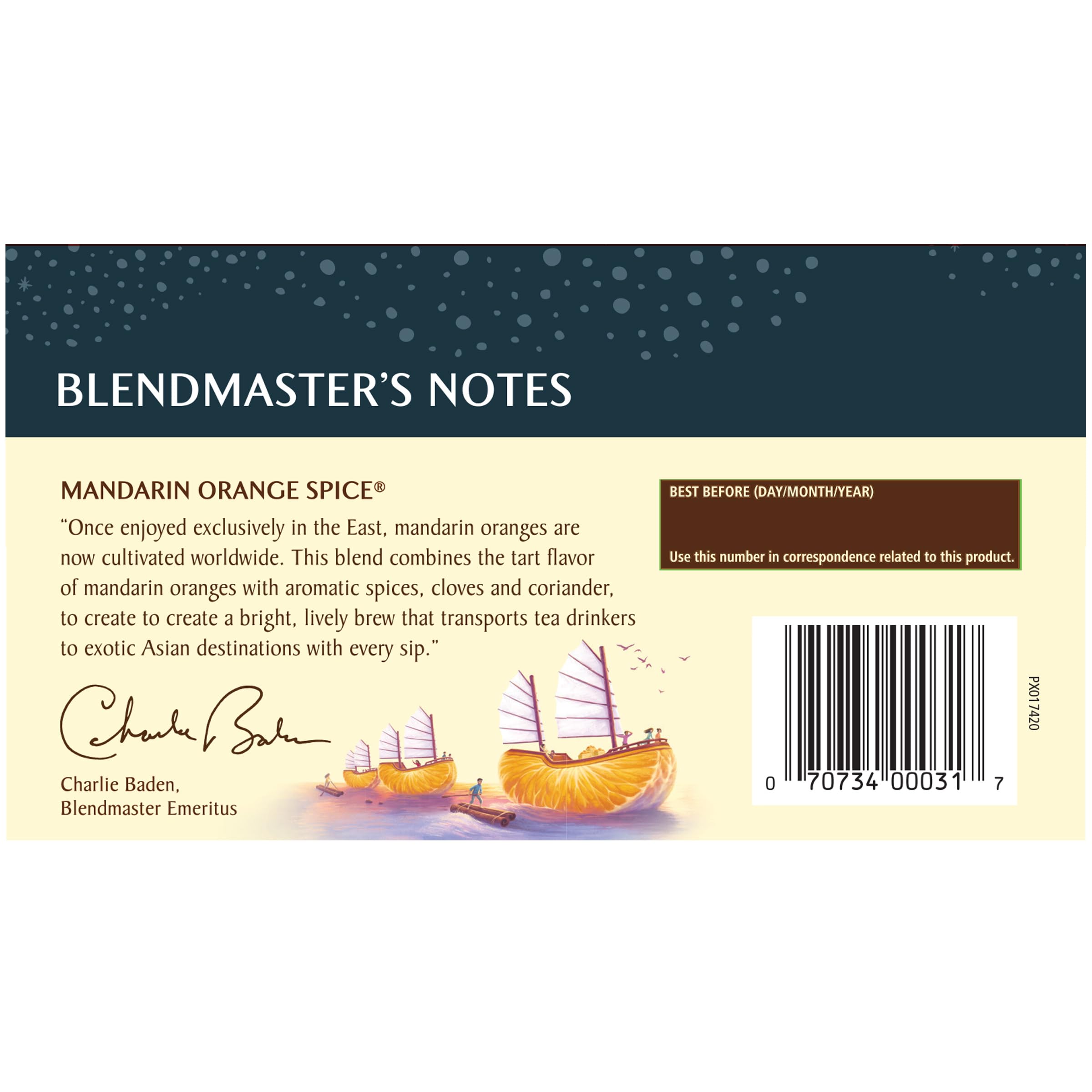 Celestial Seasonings primer plano de una bolsa de té con aroma visible