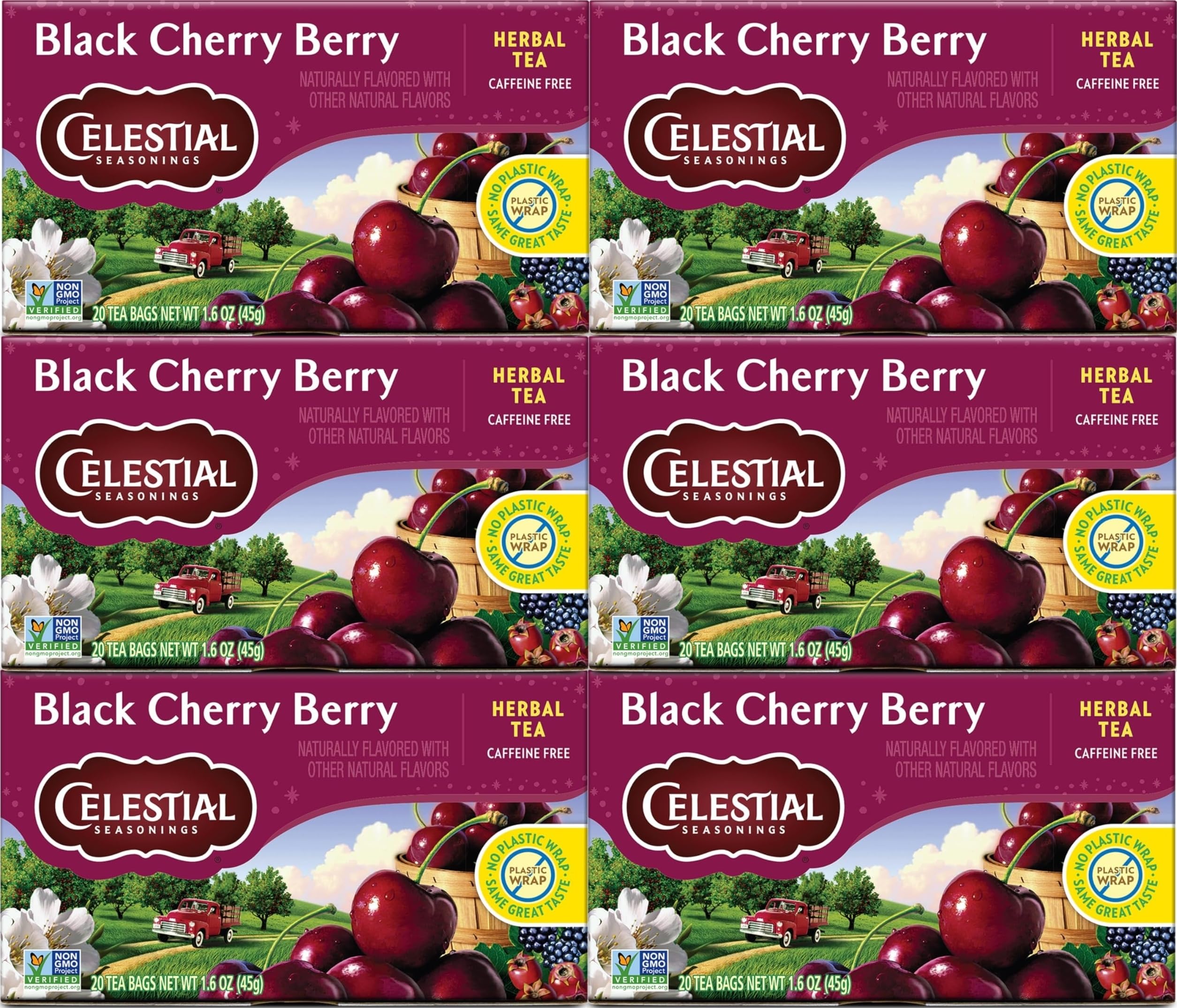 Celestial Seasonings frente de caja mostrando diseño y cantidad de bolsitas, ideal para almacenamiento