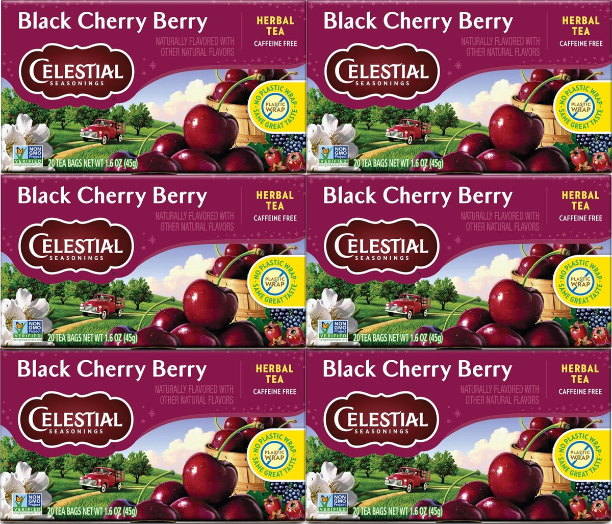 Celestial Seasonings frente de caja mostrando diseño y cantidad de bolsitas, ideal para almacenamiento