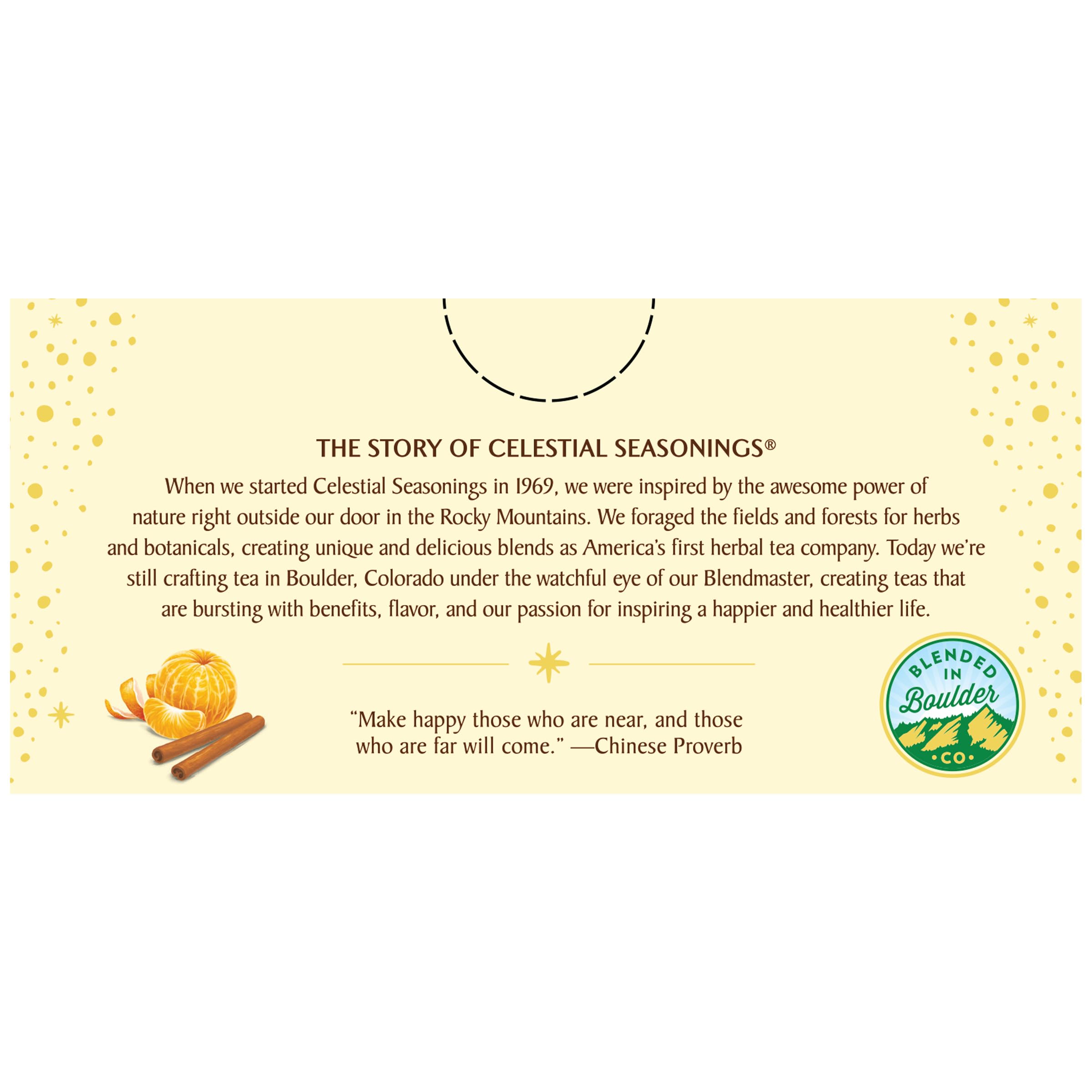 Celestial Seasonings mezcla de ingredientes destacando naturalidad y calidad