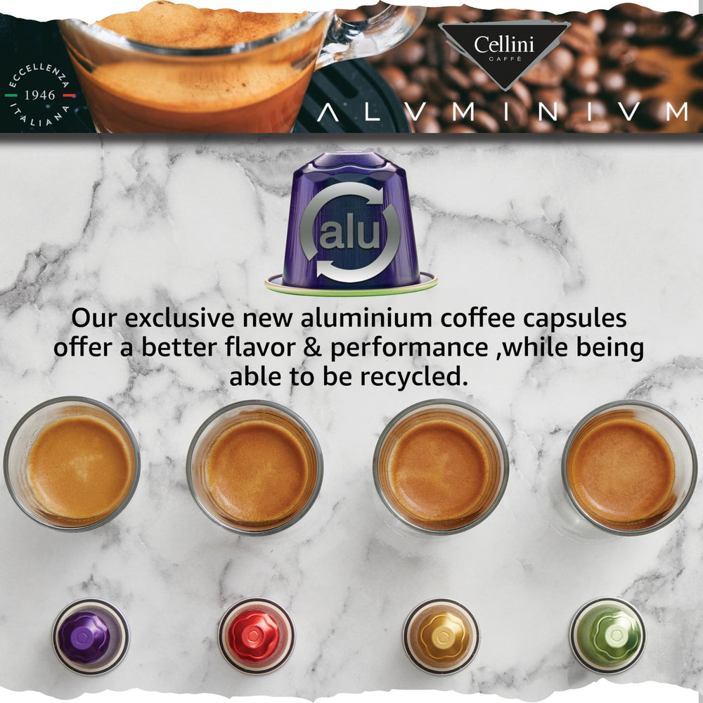 Cellini taza espresso recién hecho demuestra crema y cuerpo intenso
