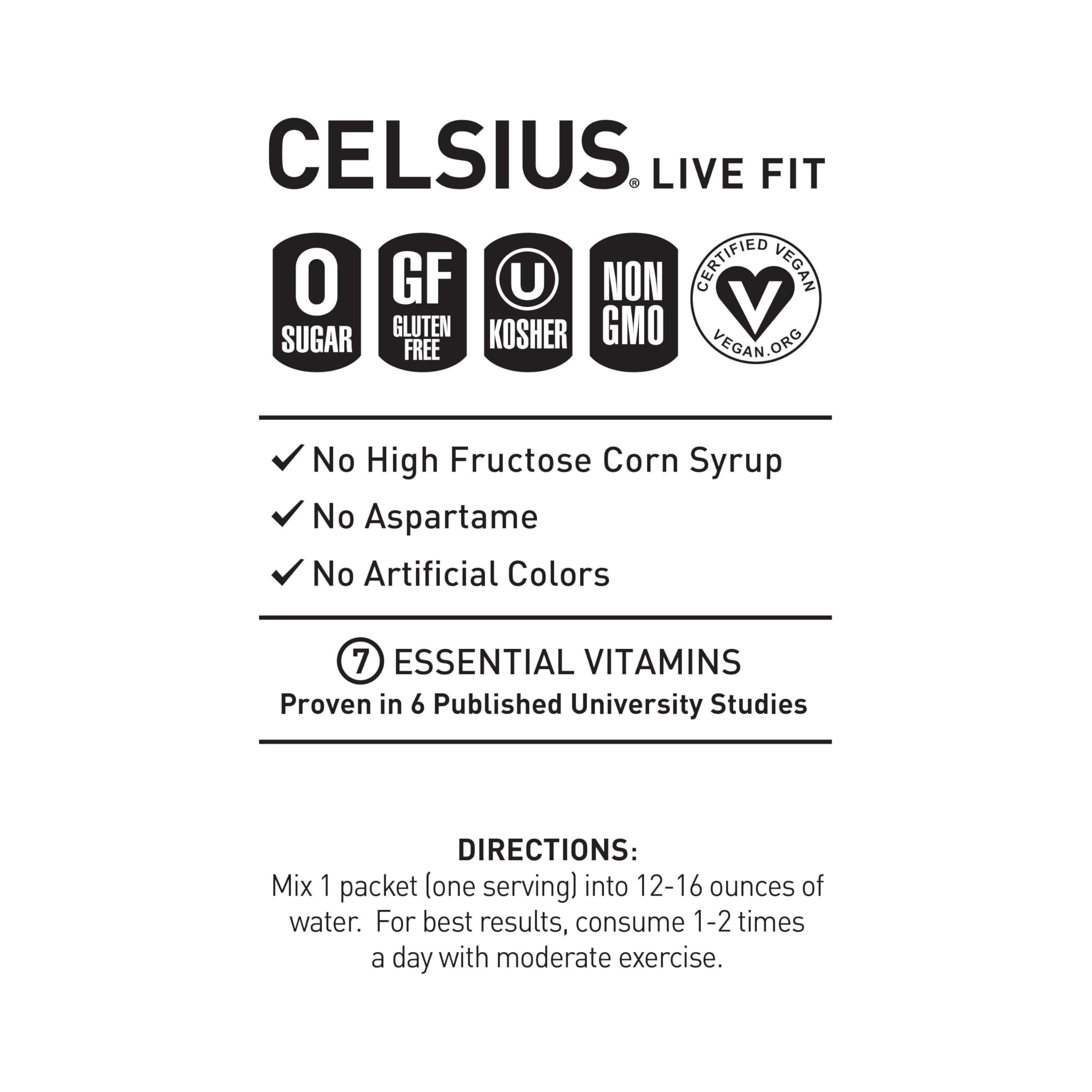 CELSIUS tamaño comparado con botella para referencia de porción