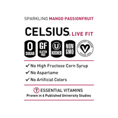 CELSIUS etiqueta con MetaPlus ingredientes y vitaminas para energía