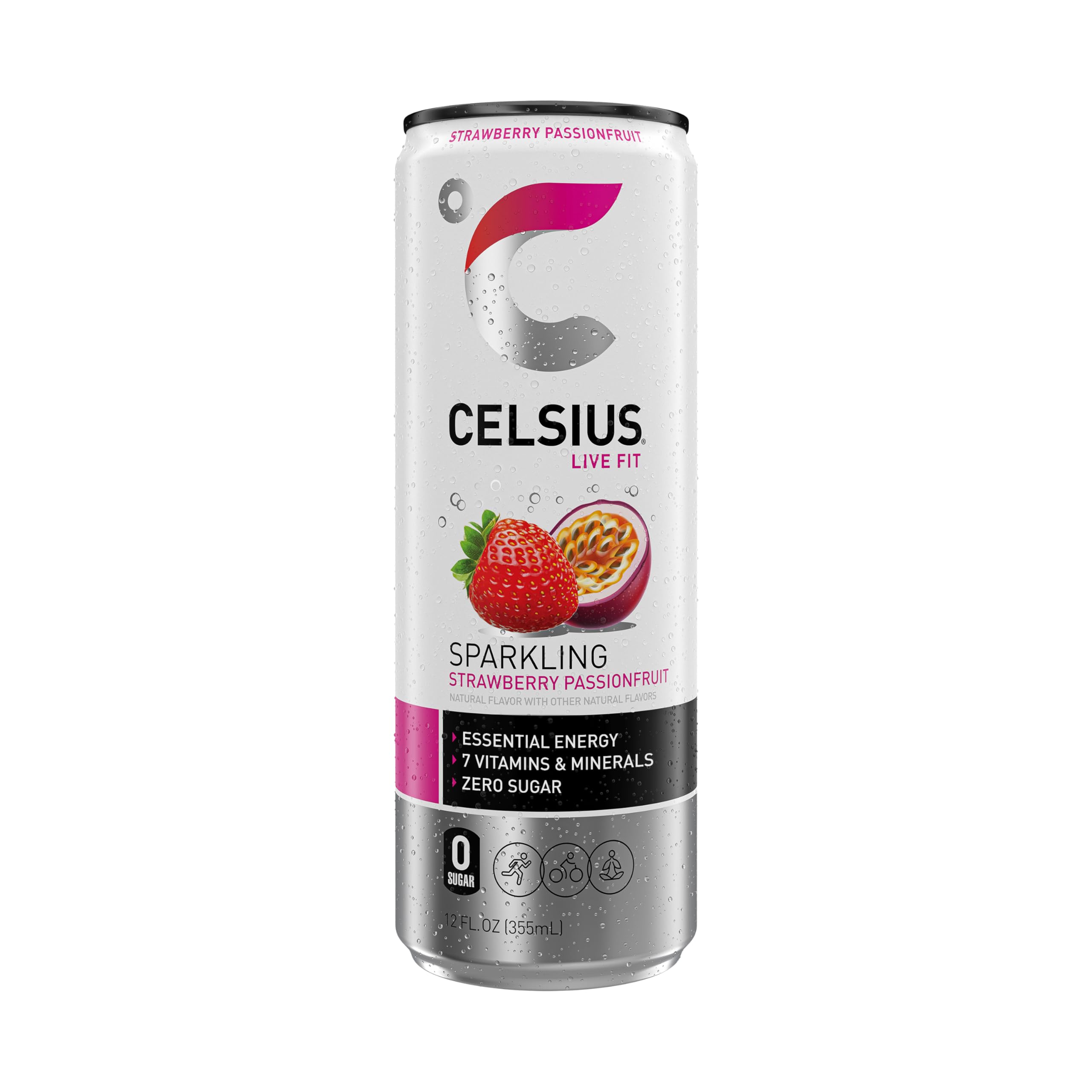 CELSIUS etiqueta con ingredientes clave y beneficios visibles