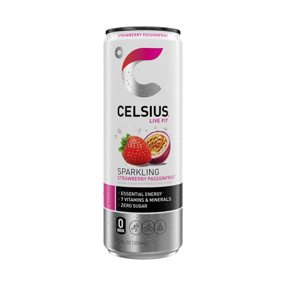 CELSIUS etiqueta con ingredientes clave y beneficios visibles