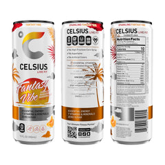CELSIUS burbujeo cercano para destacar sabor mandarina cremoso