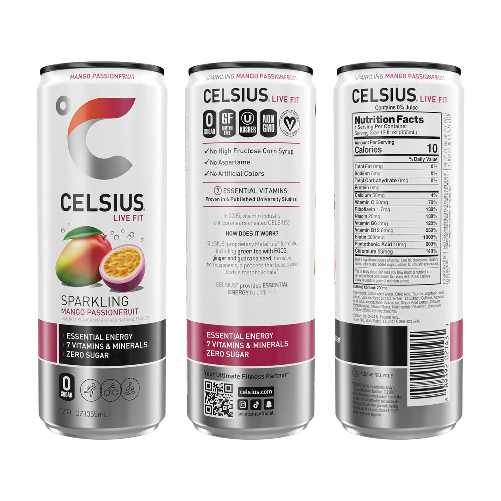 CELSIUS lata en mano ilustra tamaño slim de 12 oz y fácil transporte