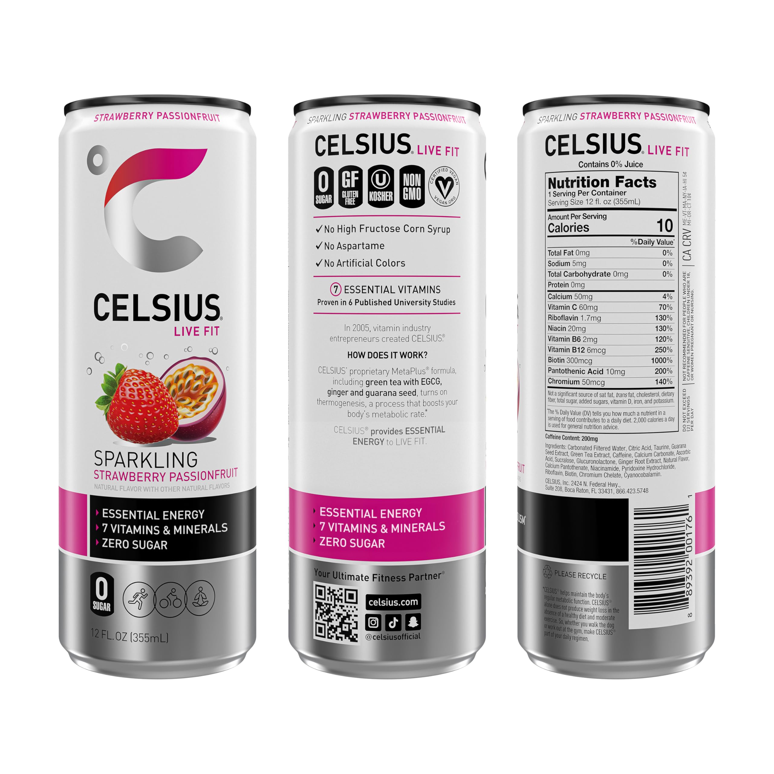 CELSIUS pack de 12 latas ideal para almacenamiento y conveniencia