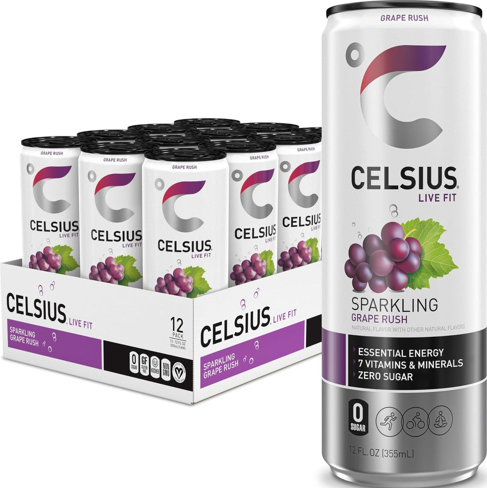 CELSIUS lata frontal mostrando etiqueta y beneficio energético