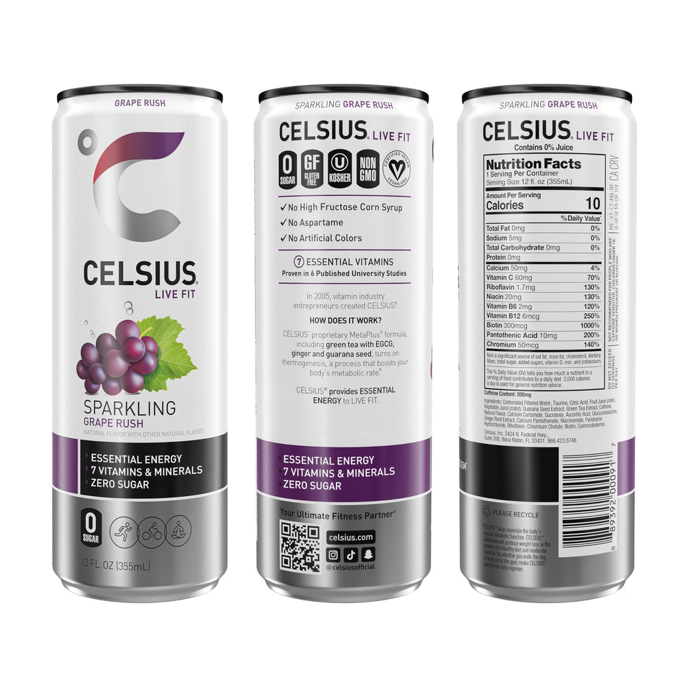 CELSIUS primer plano de lata destacando textura y frescura