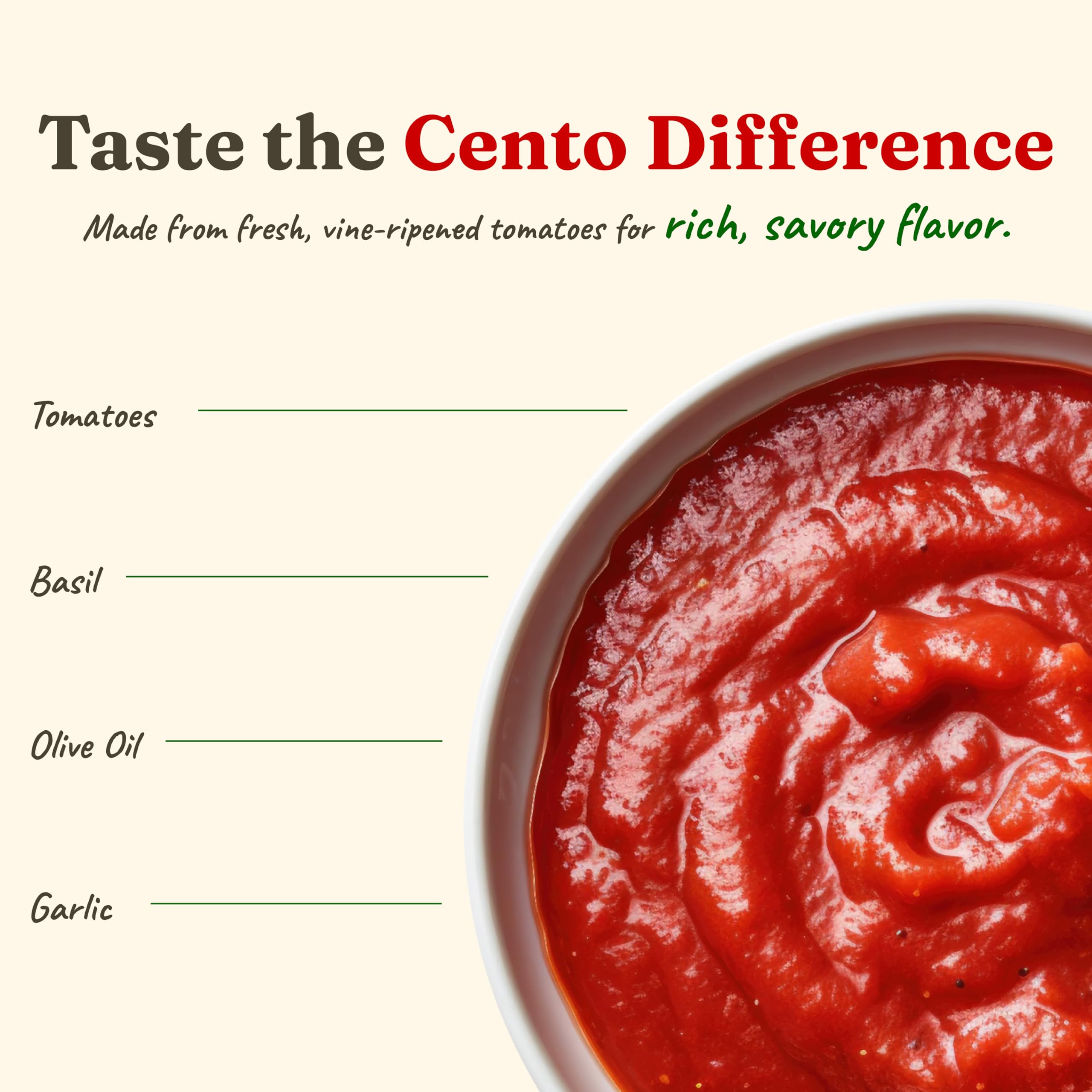 Cento salsa en cuchara con textura suave que facilita el extendido
