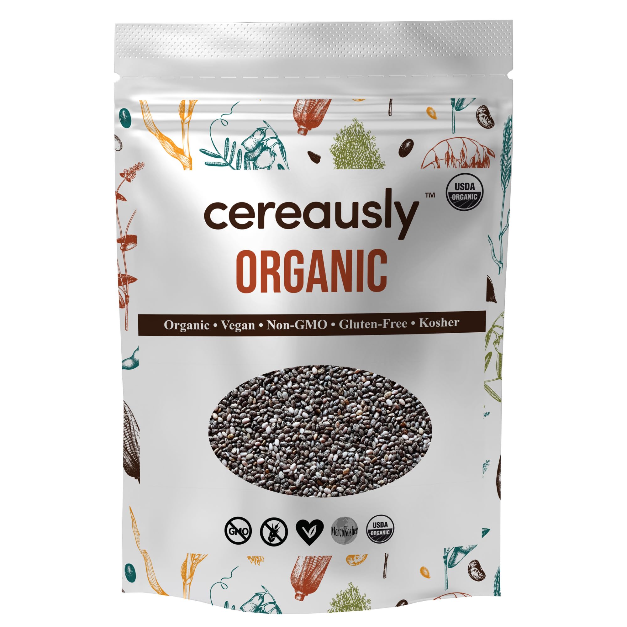 Cereausly bolsa al frente mostrando 4 lb y sello resellable para mayor frescura
