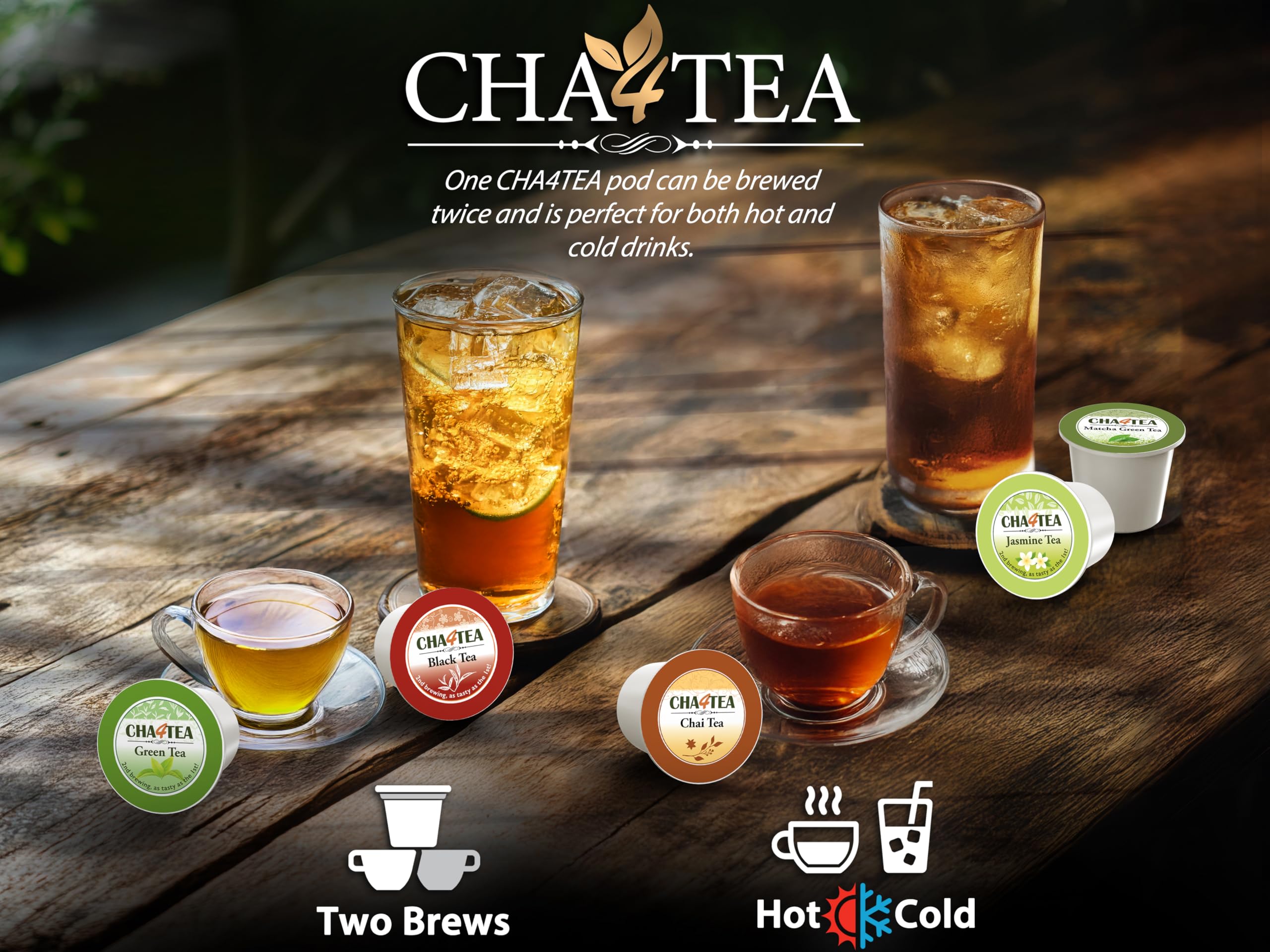 Cha4TEA taza de té caliente 6oz preparada, sabor concentrado listo