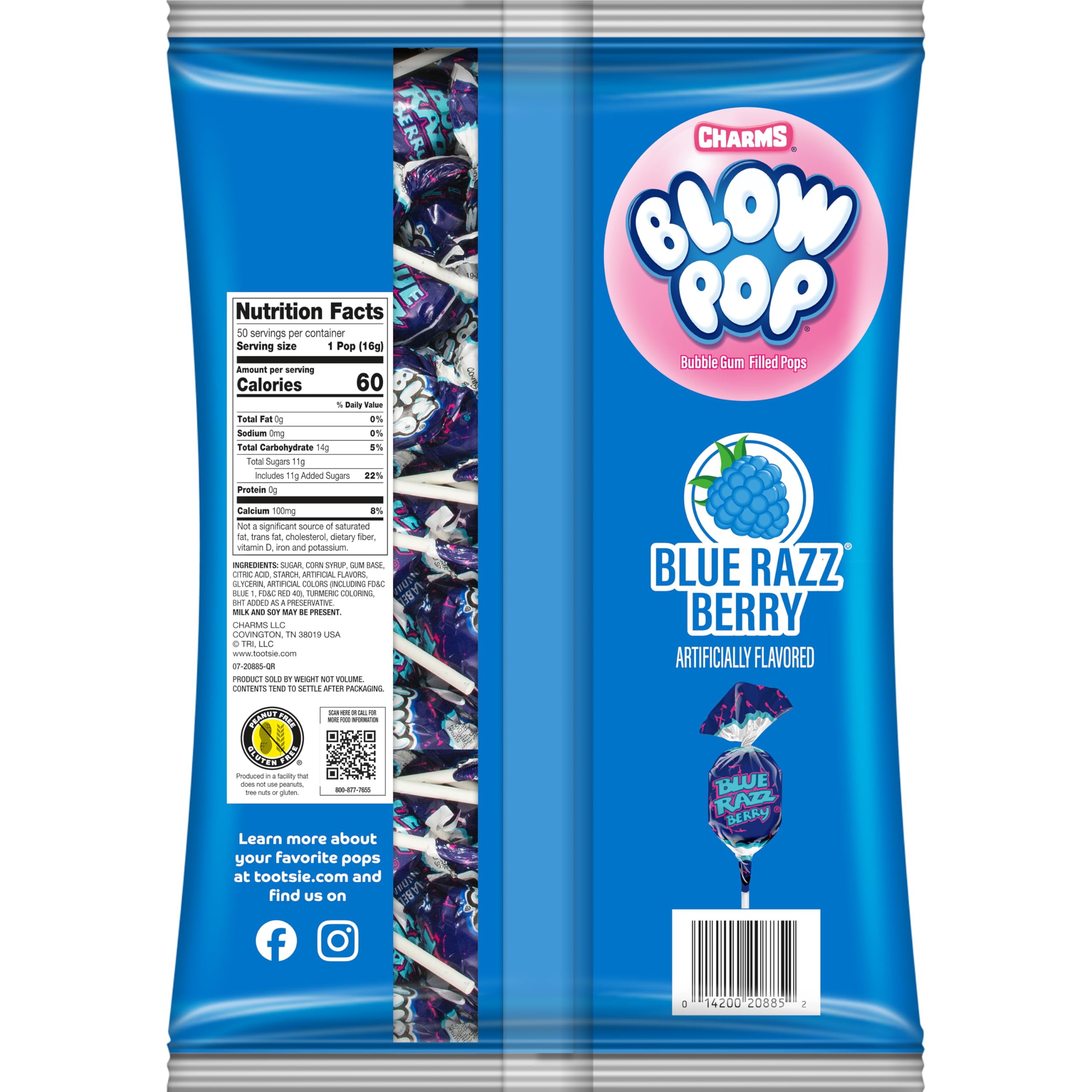 Charms Blow Pop detalle de la textura del caramelo aporta apariencia apetecible
