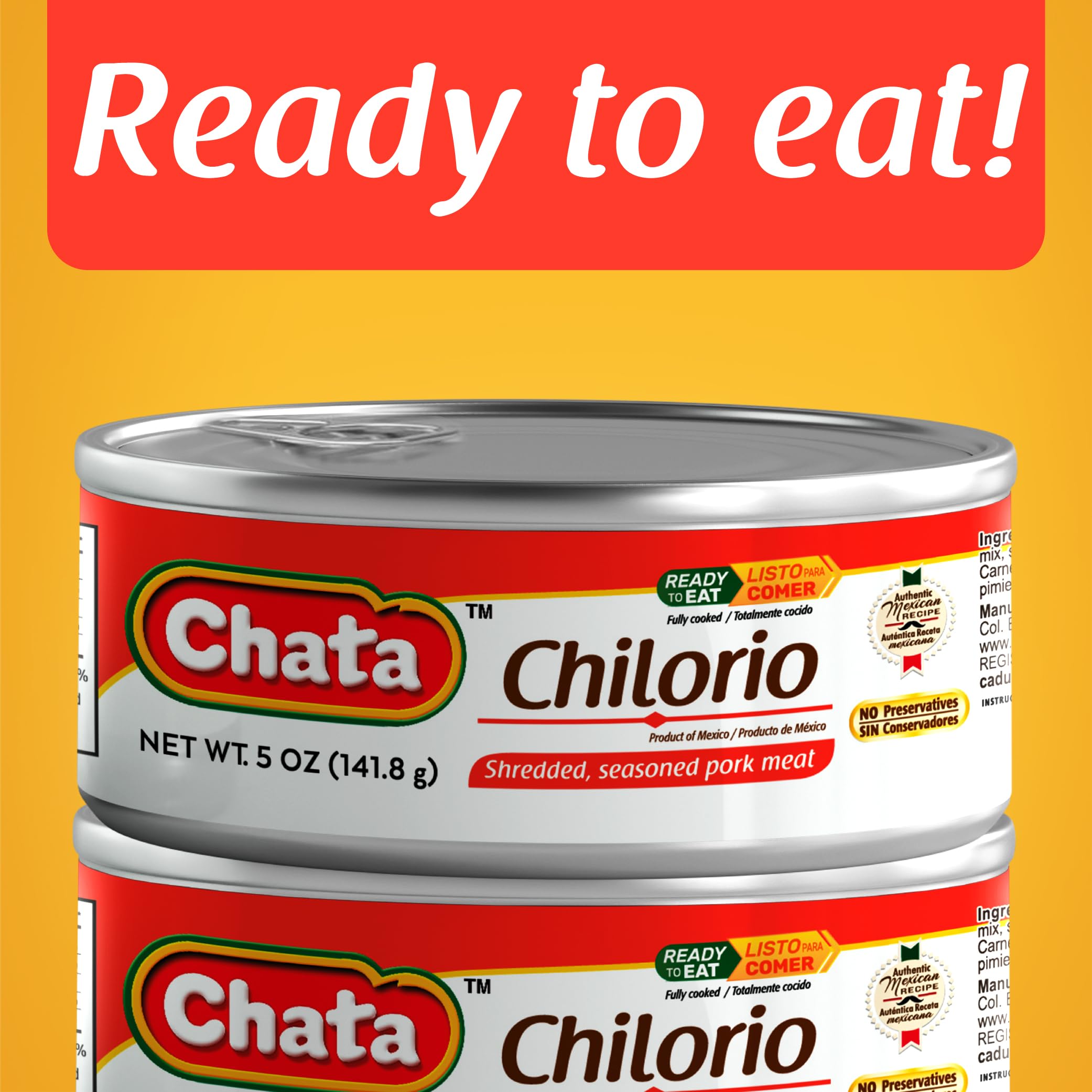 Chata chilorio porción de 5 oz junto a mano para escala y tamaño