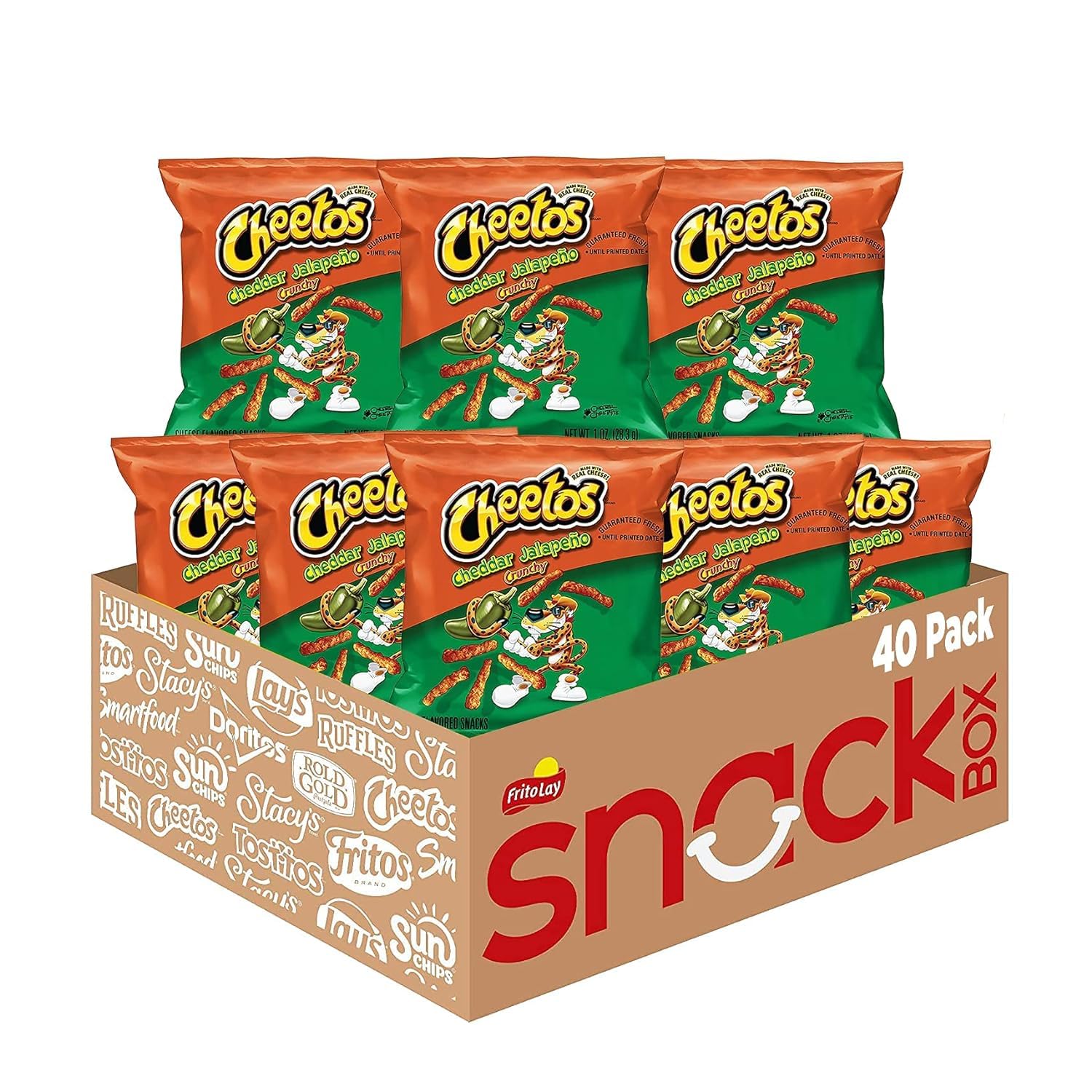 Cheetos paquete frente mostrando logo y sabor cheddar jalapeño para elección rápida