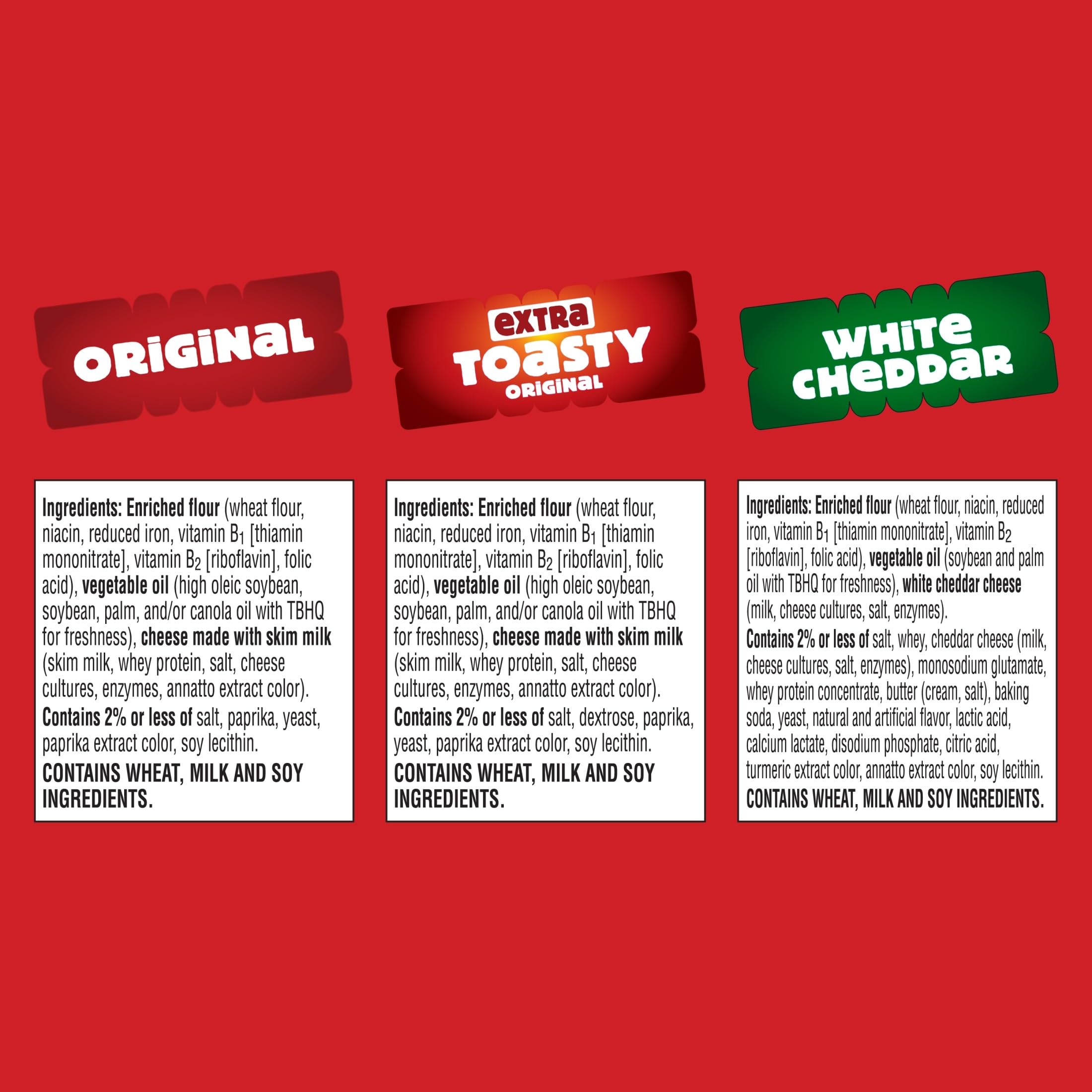 Cheez-It etiqueta de ingredientes y certificación Kosher Dairy, información para alérgicos