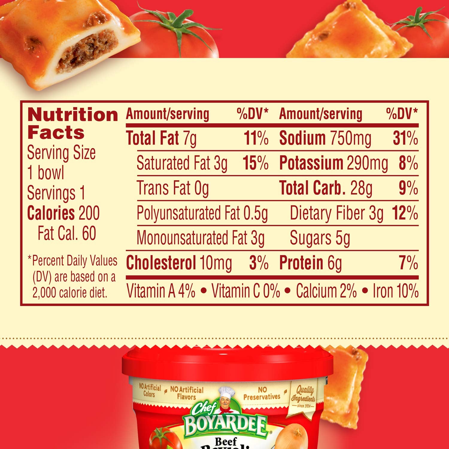 Chef BOYARDEE primer plano de la textura del ravioli y jugosidad