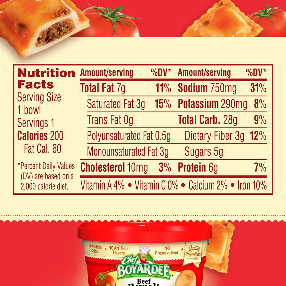 Chef BOYARDEE primer plano de la textura del ravioli y jugosidad