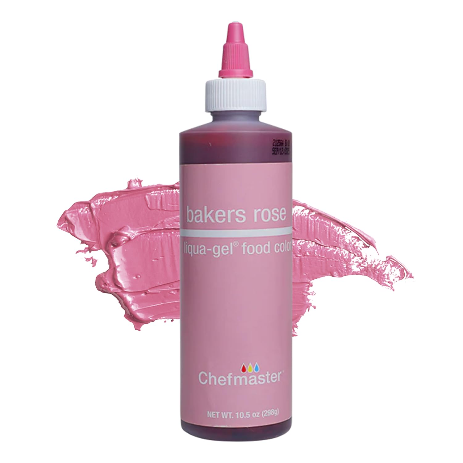 Chefmaster envase frontal mostrando color rosa vibrante y uso profesional