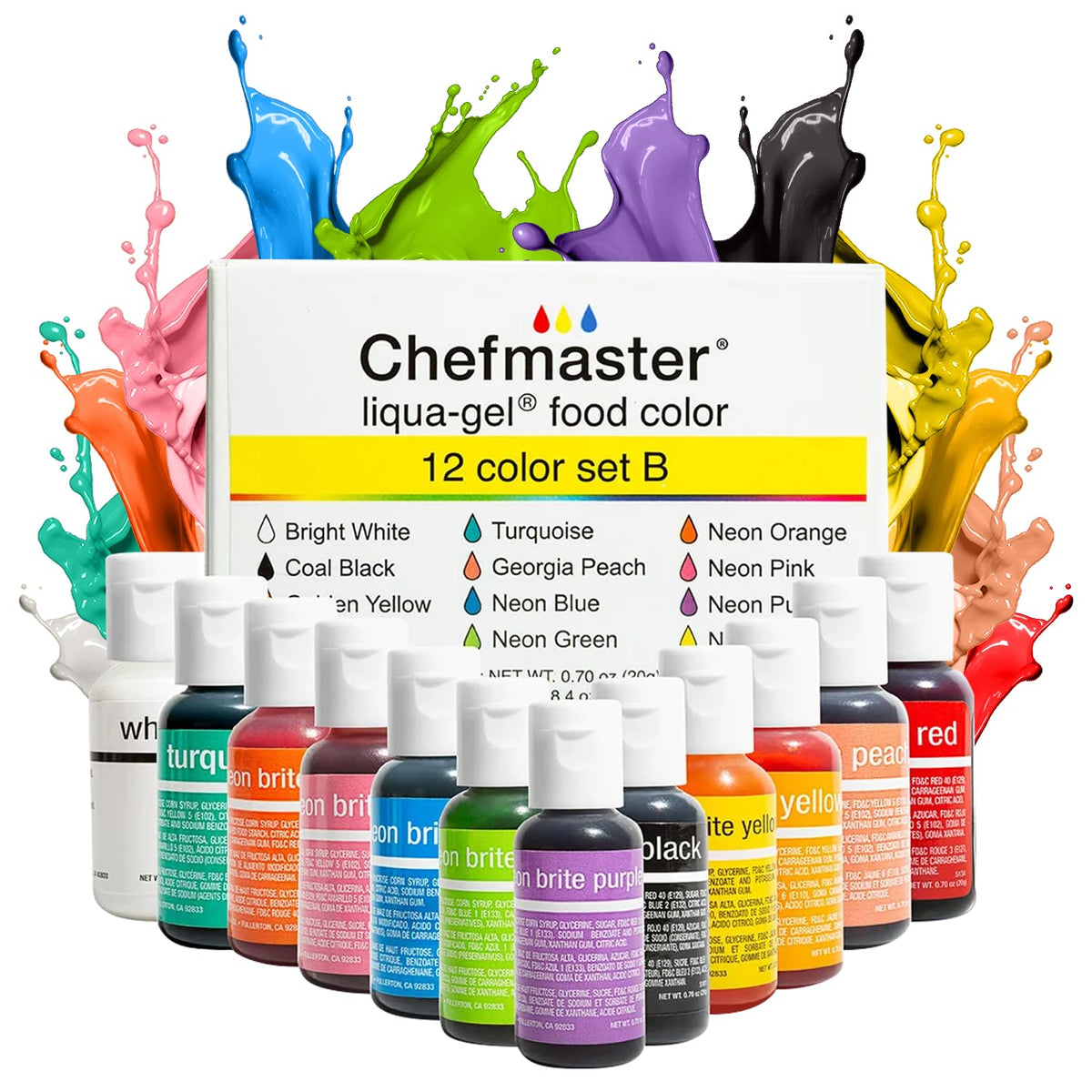 Chefmaster frontal del empaque mostrando set de 12 colores vibrantes