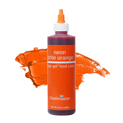 Chefmaster botella frontal del Neon Orange con color vibrante y dosificación precisa