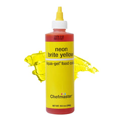 Chefmaster botella frontal mostrando color amarillo neón y etiqueta clara
