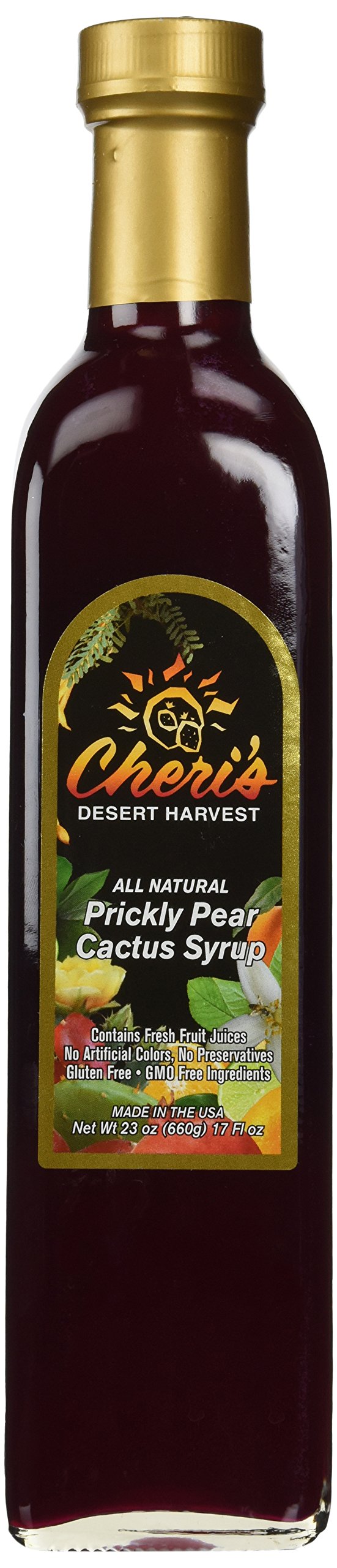 Cheri's Desert Harvest frente del envase mostrando etiqueta y 23 oz para identificación rápida