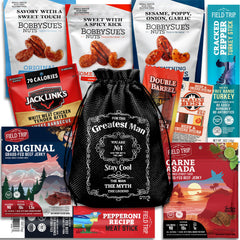 Cheshire Gifts cesta frontal con beef jerky y frutos secos lista para regalar