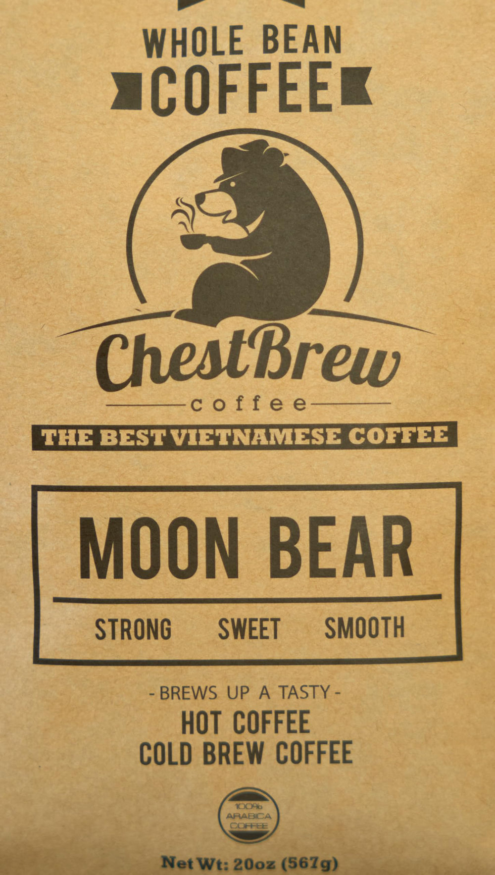ChestBrew Moon Bear café en prensa francesa preparado, sabor robusto y suave